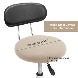Tatuo Round Bar Stool Seat Covers Washable Stool Cushion Slipcover Elastic Bar Chair Covers for 14-17 Inch Chair (Beige,4 Pieces)