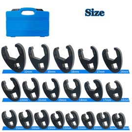YuYBrightmi Crowfoot Flare Nut Wrench Set, 19PC Metric Tool 8 to 32 mm Sizes 3/8" & 1/2" Drive for Ratchets & Torque Wrenches(12Pcs for 3/8" drives, 8mm-19mm; 7Pcs for 1/2" drives, 21mm-32mm.