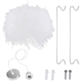 Feather Pendant Droplight Hanging Lamp for Living Room Exhibition Hall (White, S) 110-240V