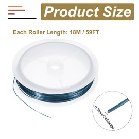 MECCANIXITY 24 Gauge Copper Wire for Jewelry Making Tarnish Resistant Beading Wire for Jewelry Making Crafts Supplies, Blue, 59FT