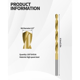 100 PCS 1/8 Inch Drywall Bit, Spiral Saw Tip Cutting Bits Tools with Box, Guide Point Cutting Bits for Use with Spiral Saws, for Drywall Work, Outlets, Woodworking, Construction Tasks (Gold)