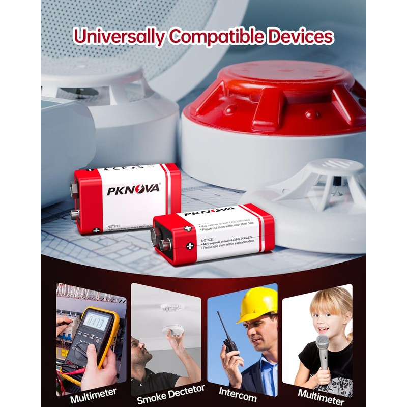 9V Batteries Carbon 9 Volt Battery for Smoke Detector 6F22