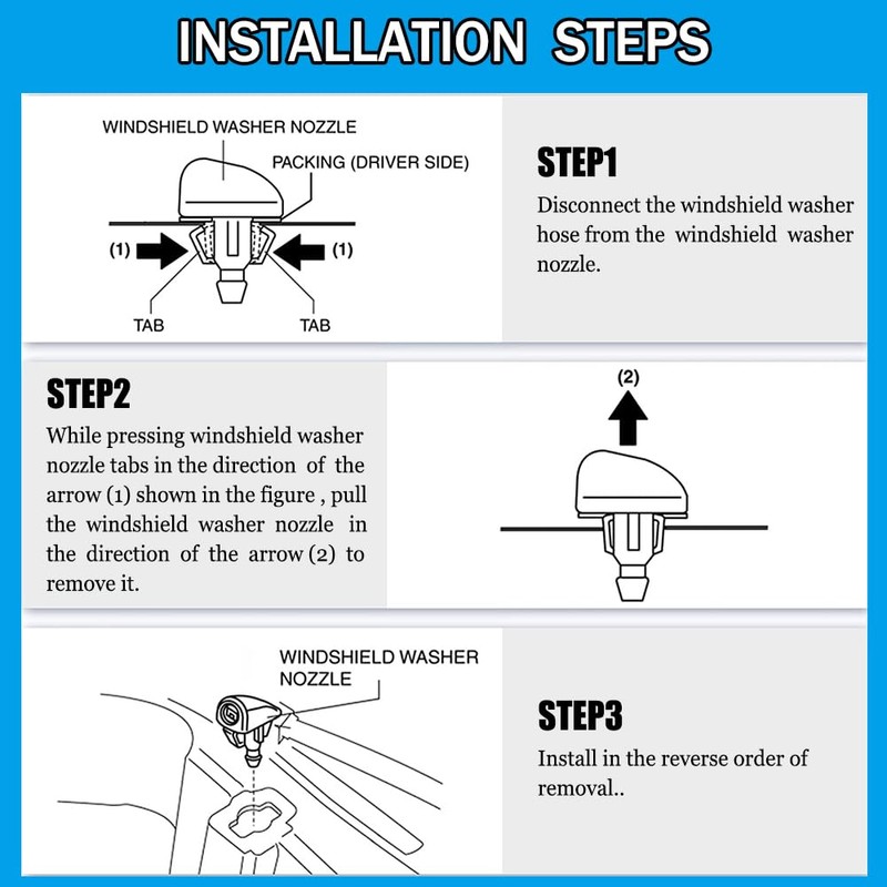 Windshield Washer Nozzles Kit, Windshield Washer Hose Kit with Connectors