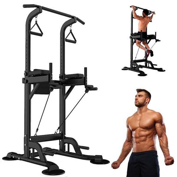 Tappio Power Tower Pull Up Bar for Home Gym, Multi-Function Pull Up Bar Stand Dip Bar Station, Adjustable Height Workout Dip Station Strength Training Fitness Equipment