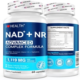 I LOVE HEALTH NAD Supplement - Nicotinamide 300mg 6000mg Green Tea Extract + Astaxanthin,60 ct
