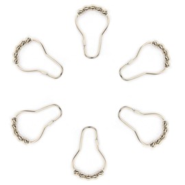 SCITOO Shower Curtain Hooks,Standard 60 inches or 72 inches Opening Steel Silver Shower Curtain Hooks for Bathroom Set of 12