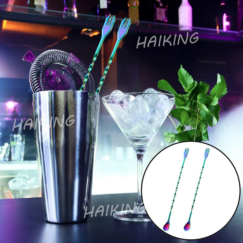 HAIKING Cocktail Mixing Spoon, 2 Pcs Bartender Stainless Steel Bar
