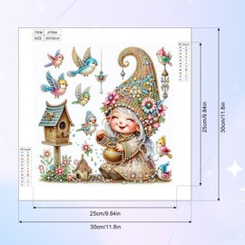 MVVMTOP Diamond Art Painting Kit, DIY Elf and Bird 5D Special Shape Crystal Diamond Partial Diamond Art Painting Mosaic Making Craft, Suitable for Home Wall Decor Art Gift