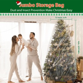 Christmas Tree Storage Bag, Waterproof Clear Removal Bag for Upright Trees up to 6 Feet Width 9 Feet Tall, Reusable Extra Large Dustproof Storage & Disposal Bag for Couches, Mattresses, and More