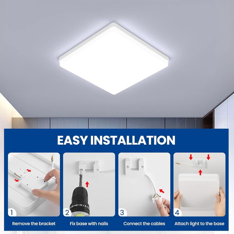 EASY EAGLE LED Flat Ceiling Light, 6500 K, 24 W,
