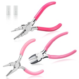 SPEEDWOX 3-Piece Jewelry Making Tools Kit Micro Jewelry Pliers Set Jewelry Making Supplies 6 in 1 Bail Making Pliers 5 Inch Concave and Round Nose Pliers with Cutter 5.5-Inch Nylon Flat Jaw Pliers