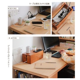 Cable Box, Outlet Box, Wiring, Cord, Concealed Cable Storage, Power Strip, Natural Wood Paulownia Wood