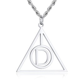 Hisatan Initial Necklace for Men, A-Z Letter Pendant Necklaces Silver Mens Stainless Steel Monogram Alhpabets Charm Gifts Jewelry, 24 inch Box Chain, Medium, Stainless Steel, No Gemstone