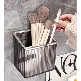 2 Pack Wall Toothbrush Holder for Shower Adhesive Shower Holder for Tooth Brush,Electric Toothbrush,Toothpaste,Razor,Makeup Brush,Hanging Wall Storage Organizer Bucket(Grey)