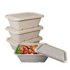 EcoQuality 34oz Disposable Bowls with Fiber Lids - Rectangular Compostable