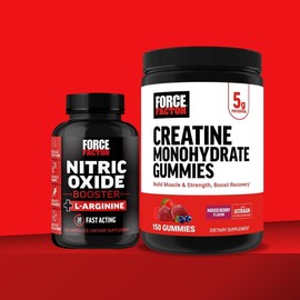 Force Factor Creatine Gummies, Creatine Monohydrate for Muscle Gain, More Strength, and Faster Recovery, Clinically Studied Creatine 5g Dose, Mixed Berry, 30 Servings:_Mixed Berry + Nitric Oxide Booster