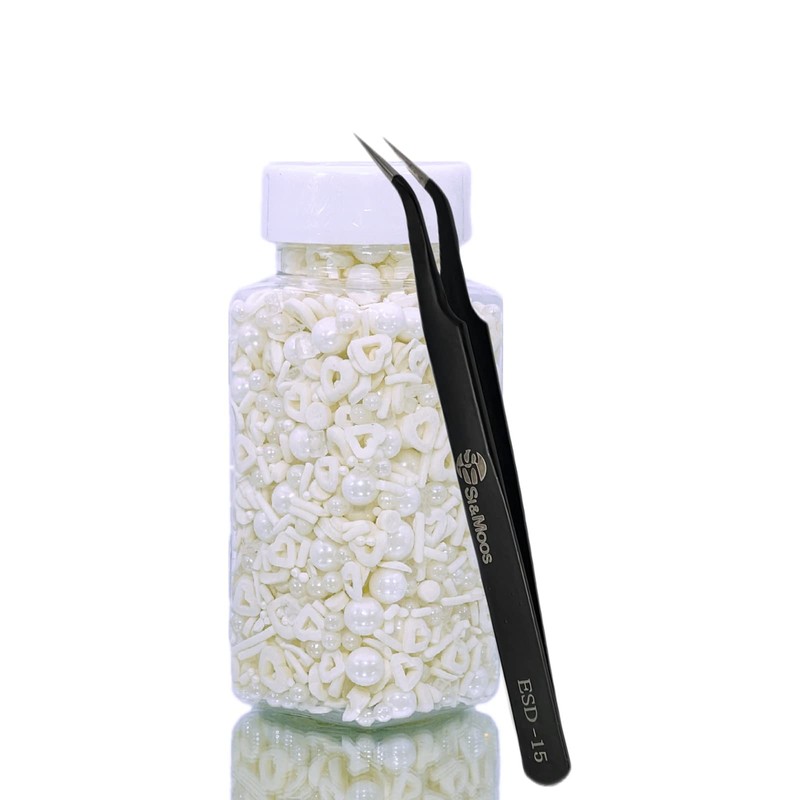 White Heart and Pearl Sprinkles White Edible Pearls Heart Confetti