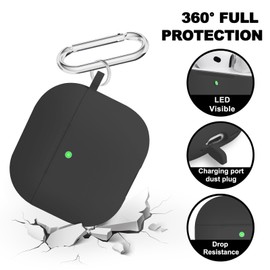 Premium Protective Case for AirPods 4th Generation - Stylish & Durable AirPods Case with Keychain for Air Pod & AirPods Accessories（Black）