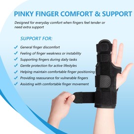 joingood Pinky Finger Support Brace, Adjustable with Removable Supports, for Comfort and Daily Support, Right, S