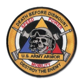 US Army Armor - (Tanker) Embroidered patch - 5" diameter with wax backing - New
