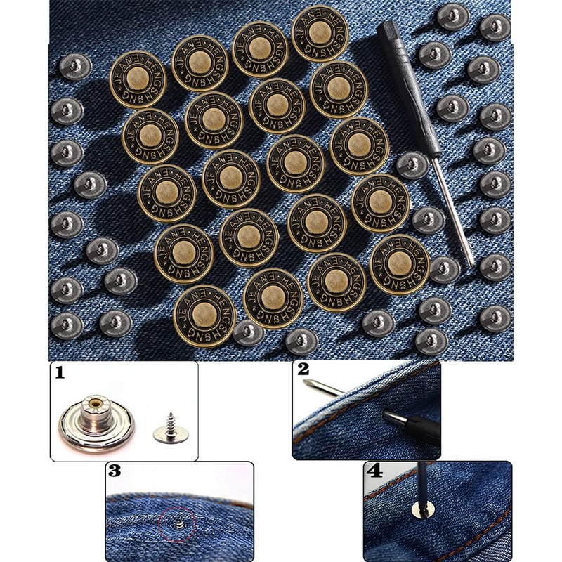 (20pcs 17mm) jeans buttons jeans buttons metal replacement jean button