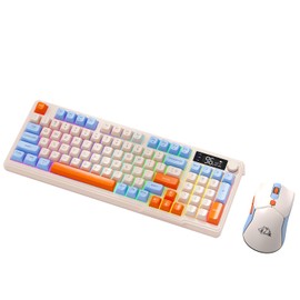 ZIYOU LANG T96 Wireless Gaming Keyboard and Mouse Combo, Dual Bluetooth//2.4G RGB Backlit Mechanical Feeling Keyboard with Smart Display & Knob, 4000 DPI Gaming Mouse for PC Laptop Mac Wins-Blueberry