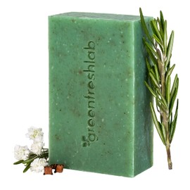 Greenfreshlab Thyme + Rosemary Soap Bar 85% Organic Ingredients, Natural Help for Sensitive Skin, Enriched with Patchouli Oil, Uplifting Aroma, Vegan & Cruelty Free, 4 oz
