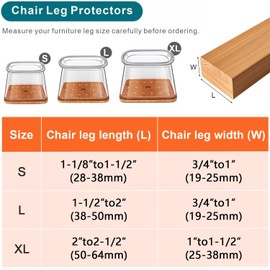 Ansible 24 pcs Rectangle Large Chair Leg Floor Protectors, Furniture Felt Pads Silicone Covers caps for Chairs,Chair Leg Protectors for Hardwood Floors (Fit Length 2” to 2-1/2”,Width 1” to 1-1/2”)