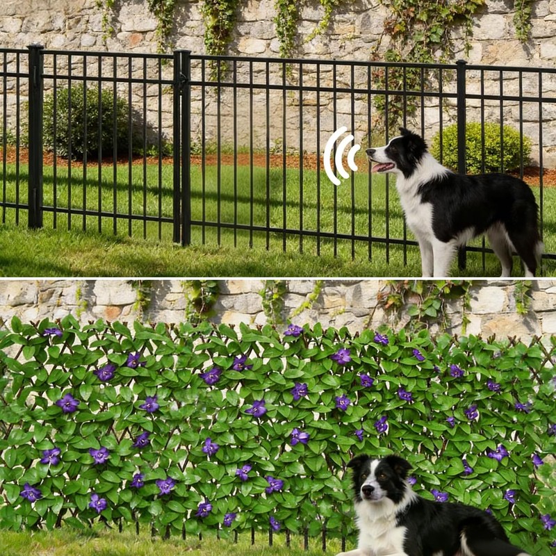 Expandable Privacy Screen with Artificial Flower for Balcony Patio Fence