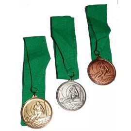 Unbranded Brand New! Alpine Podium Ski Award Medals Ski Racer Medal w/GreenRibbon  - BRONZE w/Green Ribbon