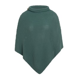 KNIT FACTORY - Coco Knitted Poncho - Women's Knitted Poncho with Crew Neck - With Wool - High Quality, Laurel.