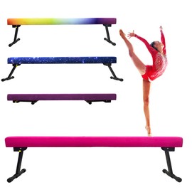 Peakpath 6FT Adjustable&Foldable Gymnastics Balance Beam,Home Gym Equipment,Easy Assembling and Storage,No Tool Require,for Kids Children Girls Training Ages 3-12