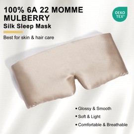 ZIMASILK 100% 22 Momme Mulberry Silk Sleep Mask, Full Coverage Eye Masks for Sleep, Softest & Breathable Eye Covers for Sleeping for Women Total Blackout (Taupe)