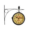 EXCEART Double Sided Wrought Iron Wall Clock - Wall Hanging