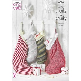 King Cole Chunky & Super Chunky Knitting Pattern for Christmas Stockings (6096)