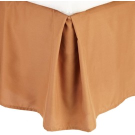 Clara Clark Premier 1800 Collection Solid Bed Skirt - Brushed Microfiber - 14" Drop Pleated Tailored Dust Ruffle - Queen, Mocha Light Brown