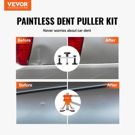 VEVOR 56 PCS Dent Removal Kit, Paintless Dent Repair Kit with Golden Lifter, Bridge Puller, Car Dent Puller with Puller Tabs, Hot Glue Gun for Auto Body Dents, Hail Damage, Door Ding