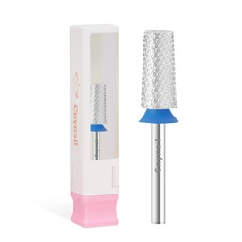 Cnynail 3/32" Large Tapered Barrel Flat Bit Tungsten Carbide Nail Drill Bit Safety Bit for Gel & Acrylic Removal, 2- Way Rotating Efile Tip, Salon Electric File Accessory (M Girt, Silver)