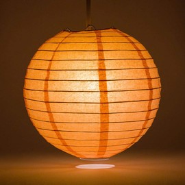 Quasimoon PaperLanternStore Decorative Paper Lantern - (Single, 14-Inch, Peach Orange, Even Ribbing) Round Paper Lantern - Ideal Wedding and Party Decor or Home Accent, Lighting Optional