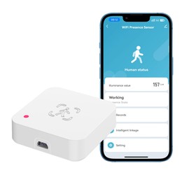WiFi Sensor for Human Presence: 2.4GHz mmWave Radar Smart Motion Sensor Zone Positioning, Adjustable Sensitivity, Sensor for Human Body Presence, Supports Alexa (1PC)