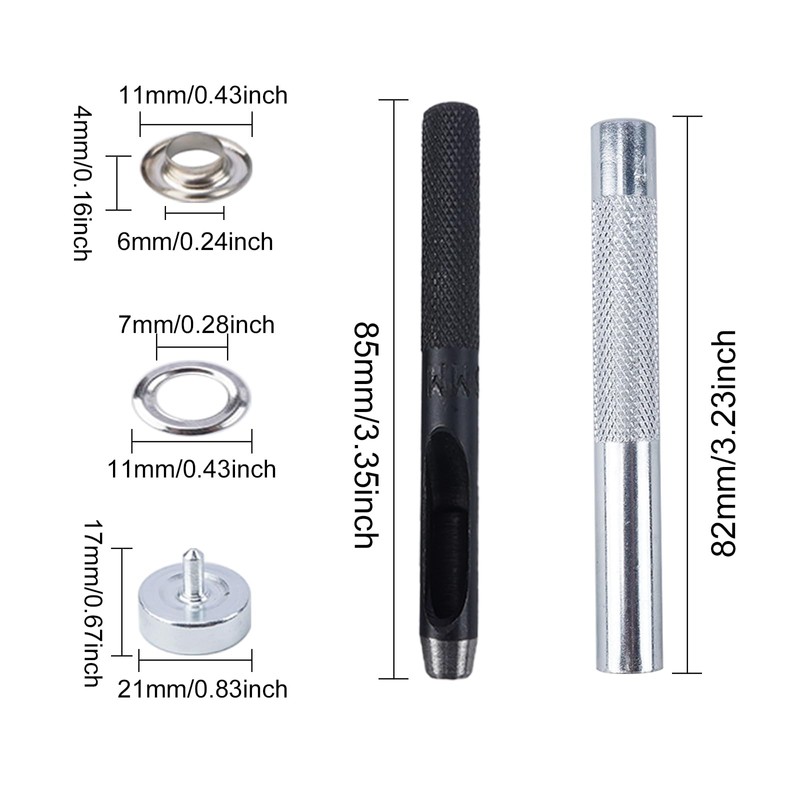 KINDPMA 120 Sets Eyelet Punch Kit 6mm Eyelets and Punch