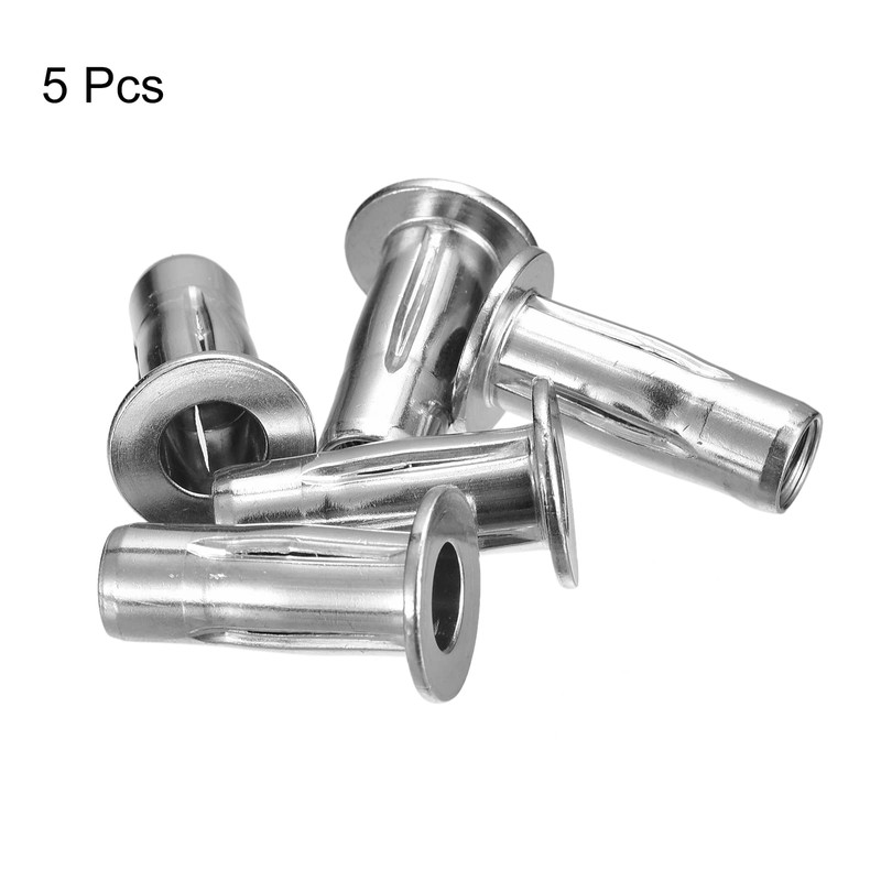 sourcing map M8 Multi-Grip Rivet Nuts, 5pcs Pre-Bulbed Shank Flat