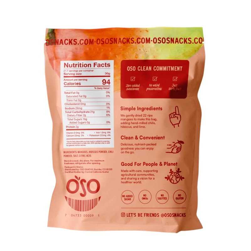 Oso Snacks Dried Chili Mango | No Sugar Added |