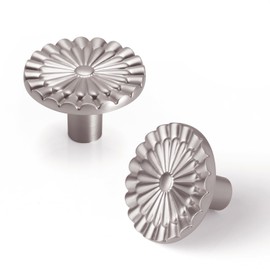 Yagman Brushed Nickel Cabinet Knobs 10 Pack Round Sunflower Dresser Knobs Drawer Hardware Cupboard Handles Furniture Knobs for Bathroom Single Hole Knobs Kitchen SH-BN-K10