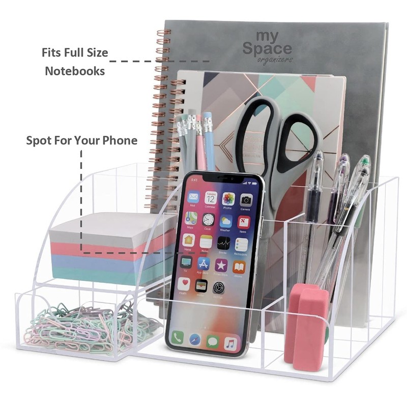 My Space Organizers Clear Acrylic Desk Oganizer, 9 Compartments, Office
