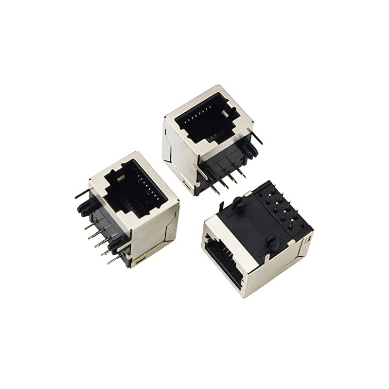 Conector de PCB RJ45 10 piezas RJ45 blindado 8P8C 90