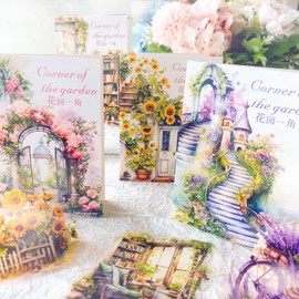 120pcs Flower Stickers Scrapbooking Accessories, Garden Scrapbook Stickers Aesthetic Set for DIY Scrapbook Accessories, Photo Album, Diary, Photo Book, Notebook, Journaling, Calendar (Garden Corner