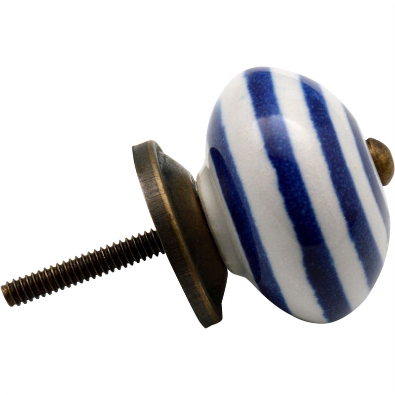 Nicola Spring Ceramic Cupboard Drawer Handle Knobs - Stripe Design
