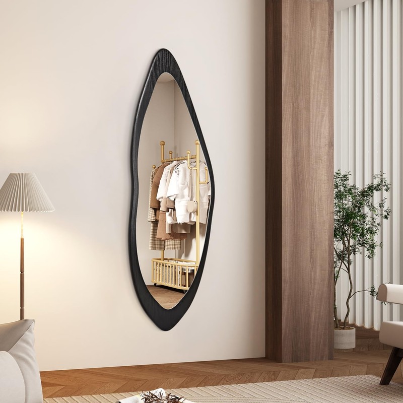 AAZZKANG Irregular Wall Mirror Full Length Large with Wood Framed