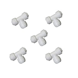 PureSec 1/4-inch to 3/8 inch Union Tee Connector Push to Connect Plastic Quick Fitting for water purification&RO System (5, 1/4" Tube O.D.X3/8" Tube O.D.X1/4" Tube O.D.)